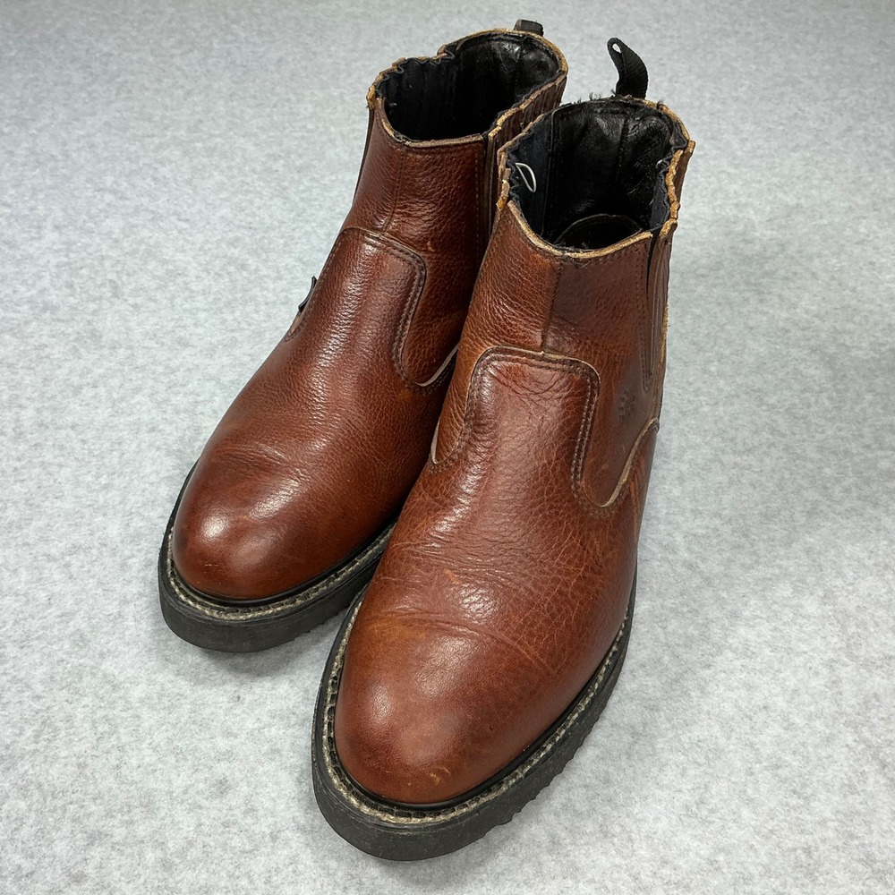 Wolverine DuraShocks EH Brown Leather Slip On Work Boots Mens 8 D 1332 Vibram